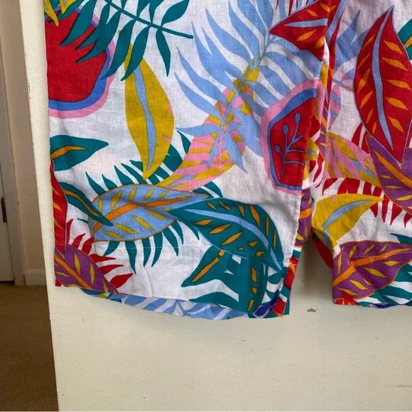 C & C California Colorful Tropical Leaf Wide Leg Linen Pants Womens XL Pockets - Picture 4 of 9